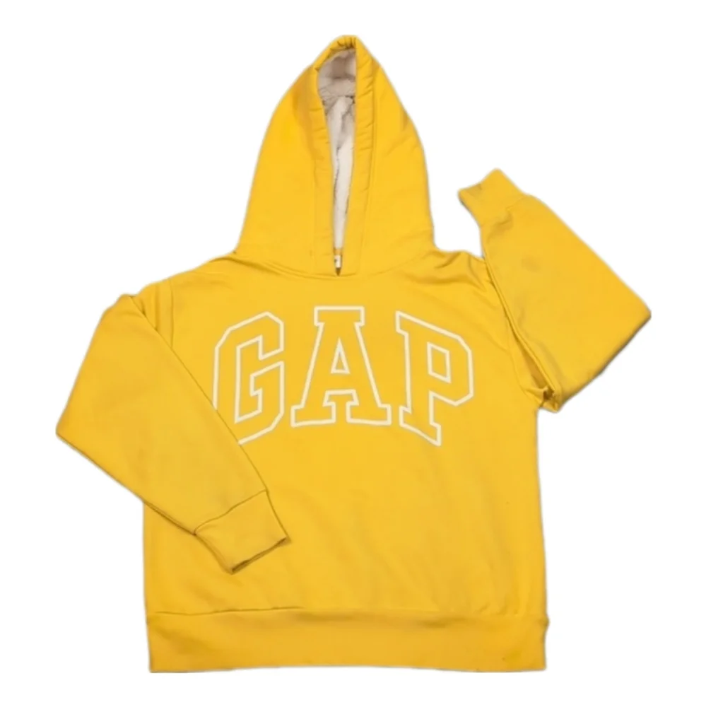 Gap Sherpa Hoodie Logo Sweatshirt Bold Yellow Signature Pullover Fleece Hooded